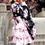 お買い得  ロリータドレス-和ロリータ ロリータ ドレス セット 女性用 日本語 コスプレ衣装 フラワー 長袖 ロリータ / 着物コート