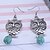 cheap Earrings-Vintage Owl Turqoise Beads Pendant Earrings