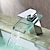 cheap Classical-Bathroom Sink Mixer Faucet with Glass Waterfall Spout Chrome Finish Deck Mounted, Vessel Sink Basin Tap Vanity Bathtub Mixer Taps