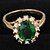 abordables Bague-Bague Fantaisie Grosse Zircon Solitaire Vert foncé Zircon Plaqué or Amour Bague de cocktail dames Luxe Tous les jours 1 pc 7 8 / Femme / Bague de fiançailles