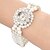 billiga Armbandsklockor-Damers Modeklocka Armbandsur Armbandsklocka Quartz Diamant Imitation Band Blomma Pärlor Eleganta Svart Vit Guld