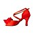 cheap Latin Shoes-Women&#039;s Latin Ballroom Satin Heel Customized Heel Red Customizable