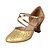 رخيصةأون أحذية الرقص-للمرأة أحذية عصرية / صالة الرقص بريّق / جلد كعب كعب مخصص مخصص أحذية الرقص فضة / ذهبي