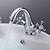 billige Armaturer til badeværelset-Håndvasken vandhane - Roterbar Krom Centersat To Håndtag et hulBath Taps