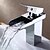 abordables Grifos de baño Sprinkle®-Grifo de lavabo de baño de cobre, grifo de baño de un solo orificio con cascada cromado contemporáneo plateado con interruptor de frío y calor
