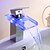 זול ברזים לחדר האמבטיה-חדר רחצה כיור ברז - LED / מפל מים כרום סט מרכזי חור אחד / חור ידית אחת אחתBath Taps / פליז