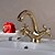 cheap Classical-Brass Bathroom Sink Faucet,Centerset Ti-PVD Centerset Two Handles One Hole Bath Taps with Cold and Hot Switch
