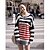 economico Maglioni da donna-Moda Donna Maglione e nero Red Stripe All-Partita Pullover allentato Top