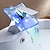 abordables Clásico-grifo de lavabo para baño - led / cascada cromo centro de un orificio / monomando grifos de baño de un orificio / latón