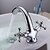 cheap Bathroom Sink Faucets-Bathroom Sink Faucet - Rotatable Chrome Centerset Two Handles One HoleBath Taps