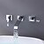 abordables Grifería para lavabos-Moderno Colocado en la Pared Válvula Cerámica 3 Orificios Dos asas de tres agujeros Cromo, Baño grifo del fregadero