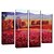 halpa Maisemataulut-Käsinmaalattu öljymaalaus Maisema punaisessa kentässä venytetty Frame Set of 4