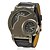 お買い得  軍用ミリタリー​ウォッチ-男性用 軍用腕時計 クォーツ チャーム 2タイムゾーン キルティングＰＵレザー ブラック ハンズ - ブラック