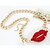 levne Módní náhrdelníky-Dámská móda Gemmy červené rty Alloy náhrdelník
