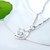 cheap Necklaces-High Quality Pretty Heart Shaped CZ Sterling Silver Platinum Plated Necklace