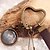 levne Klíčenky s upomínkami-Vintage Kulatý přívěsek bronz Klíčenka s Hide Rope