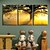 abordables Horloges murales tableaux-toiles-Coucher de soleil moderne style d&#039;horloge de grande classe en 3pcs toile