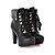 cheap Women&#039;s Boots-Women&#039;s Shoes Leatherette Fur Fall Winter Chunky Heel Platform Booties/Ankle Boots With Lace-up For Party &amp; Evening Dress Almond Black