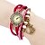 levne Náramkové hodinky-Dámské Náramkové hodinky japonština Křemenný Pravá kůže Bílá / Modrá / Červená Žhavá sleva Analogové Květina Cikánské Vintage Módní - Bílá Fialová Červená