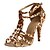 cheap Latin Shoes-Women&#039;s Latin Shoes / Ballroom Shoes Satin High Heel / Sandal Buckle Customized Heel Non Customizable Dance Shoes Leopard / Black / Purple / Leather