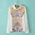 cheap Women&#039;s Tops-Women&#039;s Print White Blouse/Shirt , Peter Pan Collar Long Sleeve Beaded