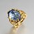 ieftine Inele-Mare Vintage calitate placată cu aur, albastru Cubic Zirconia Oval Ring neregulate Pierce femei