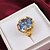 ieftine Inele-Mare Vintage calitate placată cu aur, albastru Cubic Zirconia Oval Ring neregulate Pierce femei