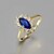 billiga Ringar-Hög kvalitet Vintage Gold Plated Blue Cubic Zirconia Med Clear Rhinestone olivary Kvinnors ring