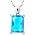 cheap Necklaces-Elegant Square-Shape Women&#039;s Slivery Alloy Necklace With Gemstone(1 Pc)(Purple,Blue)