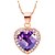 cheap Necklaces-Elegant Heart Shape Women&#039;s Golden Alloy Necklace With Gemstone(1 Pc)(Purple,Red)