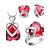 billiga Smyckeset-Original försilvrade Cubic Zirconia Hearts Kvinnors Smycken Set (Halsband, örhängen, ring) (Röd, Lila)