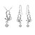 billige Smykkesæt-Klassisk forsølvede Cubic Zirconia Pierced Hearts Kvinders smykker sæt (halskæde, øreringe) (Hvid, Lilla)