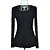 cheap Women&#039;s Blouses &amp; Shirts-Blouse Patchwork Lace Long Sleeve Tops Almond Black