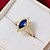 billiga Ringar-Hög kvalitet Vintage Gold Plated Blue Cubic Zirconia Med Clear Rhinestone olivary Kvinnors ring