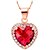 cheap Necklaces-Elegant Heart Shape Women&#039;s Golden Alloy Necklace With Gemstone(1 Pc)(Purple,Red)