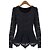 cheap Women&#039;s Blouses &amp; Shirts-Blouse Patchwork Lace Long Sleeve Tops Almond Black