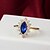 billiga Ringar-Hög kvalitet Vintage Gold Plated Blue Cubic Zirconia Med Clear Rhinestone olivary Kvinnors ring