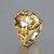 cheap Rings-High Quality Gorgeous Gold Plated Clear Cubic Zirconia Oval Pierced Women&#039;s Ring