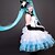 abordables Costumes de jeux vidéo-Inspiré par Vocaloid Hatsune Miku Vidéo Jeu Costumes de Cosplay Costumes Cosplay / Robes Mosaïque Robe Gant Gants Les costumes