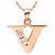 voordelige Kettingen-GracefulV-Logo Alloy Vrouwen Ketting met strass (1 Pc) (Goud, zilverachtig)