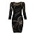 voordelige Damesjurken-Zwart Gedrukt Bronzing lange mouwen Bodycon Bandage Dress