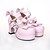 abordables Chaussures de Lolita-Main rose en cuir PU 7.5cm haut talon Chaussures punks de Lolita