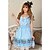 baratos Vestidos Lolita-linda princesa alice concerto de manga curta na altura do joelho azul de poliéster vestido lolita doce