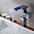 abordables Robinetteries de lavabo-Robinet lavabo - Jet pluie / LED Chrome Set de centre Mitigeur un trou / Laiton