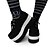billige Lolitasko-Håndlaget Black &amp; White PU Leather 7cm Platform Punk Lolita høyhælte sko
