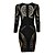 voordelige Damesjurken-Zwart Gedrukt Bronzing lange mouwen Bodycon Bandage Dress
