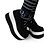 billige Lolitasko-Håndlaget Black &amp; White PU Leather 7cm Platform Punk Lolita høyhælte sko