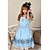 baratos Vestidos Lolita-linda princesa alice concerto de manga curta na altura do joelho azul de poliéster vestido lolita doce