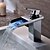 billige Baderomskraner-Baderom Sink Tappekran - LED Krom Centersat Et Hull / Enkelt Håndtak Et HullBath Taps / Messing