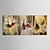 voordelige Abstracte schilderijen-Handgeschilderde Mensen Vaakatasoinen panoraama Kangas Hang-geschilderd olieverfschilderij Huisdecoratie Drie panelen